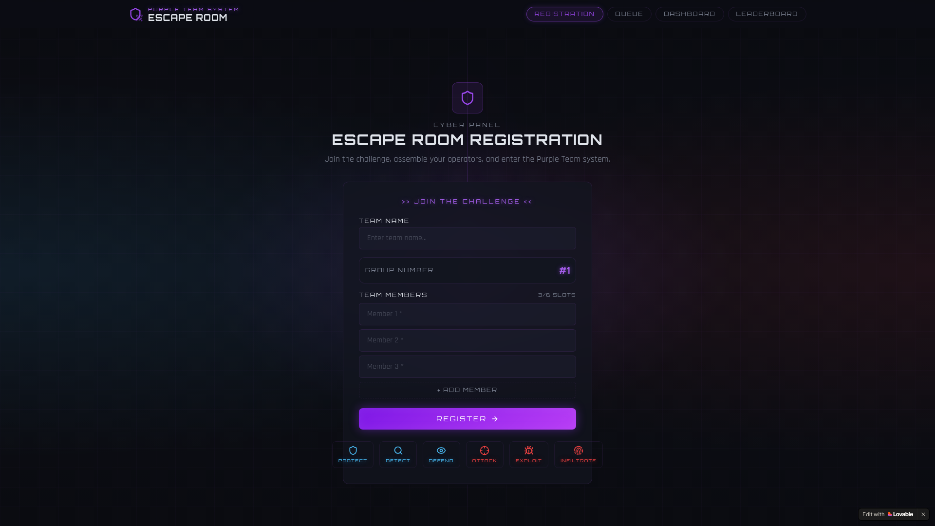 Purple Team Escape Room — CTF Game Platform